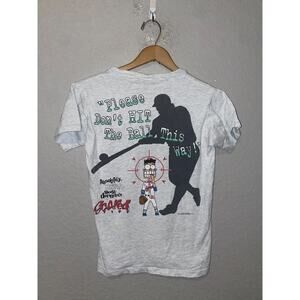 Youth Vintage Baseball Shirt Scared Stiff Humor Graphic Cartoon 90s Children XL